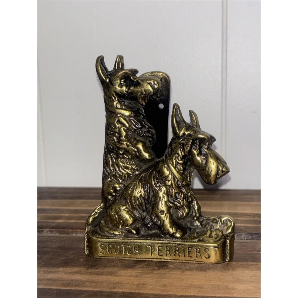 Vintage Solid Brass Scotch Terrier Dog easel ornament -Door Knocker 1930s 5